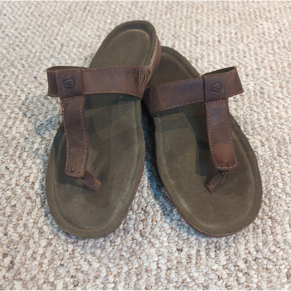 Keen Ana Cortez Flip Flop Sandals Womens 8 Brown Leather Thong Slip On